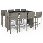 9-tlg. Gartenbar-Set Grau Poly Rattan