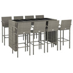 9-tlg. Gartenbar-Set Grau Poly Rattan
