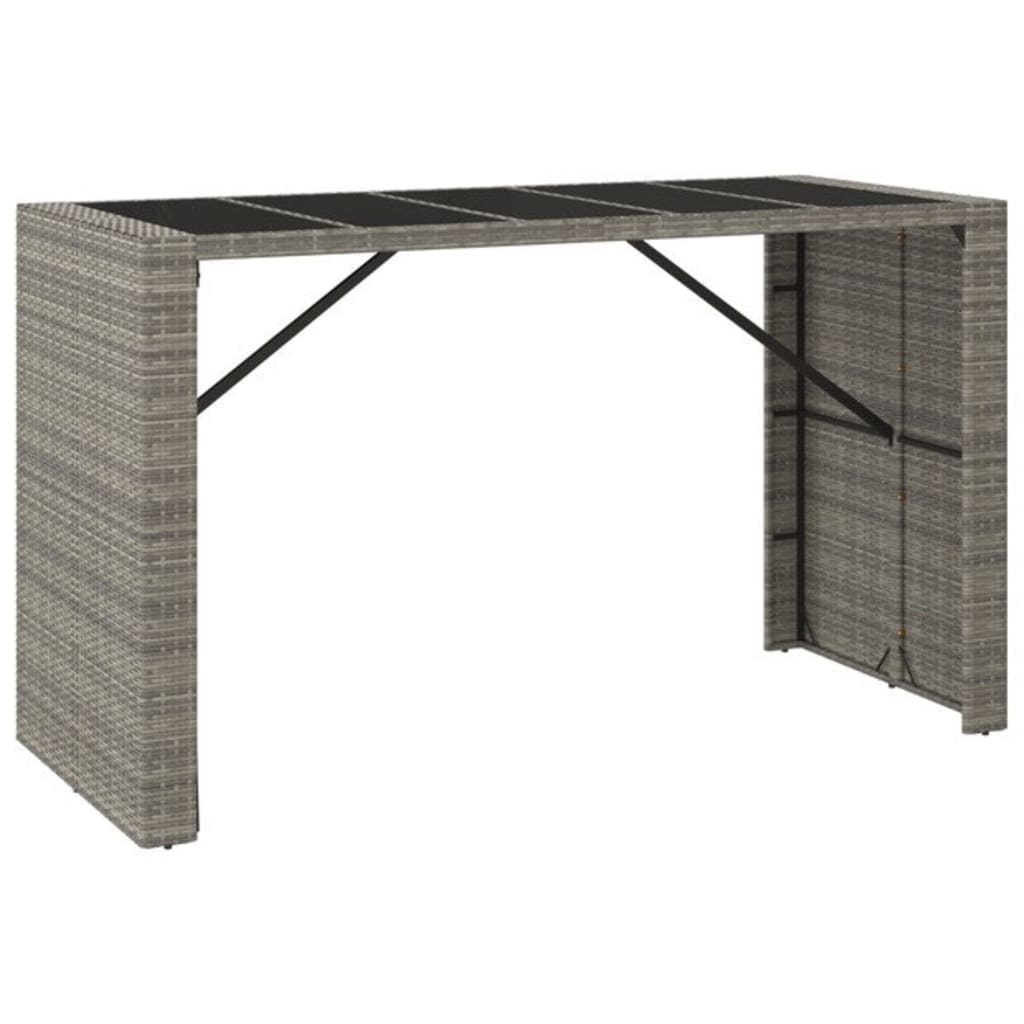 9-tlg. Gartenbar-Set Grau Poly Rattan
