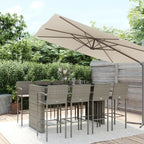 9-tlg. Gartenbar-Set Grau Poly Rattan
