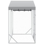 Outdoor-Hundezwinger mit Dach Silber 3x1,5x2,5m Stahl Verzinkt