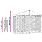 Outdoor-Hundezwinger mit Dach Silber 3x1,5x2,5m Stahl Verzinkt