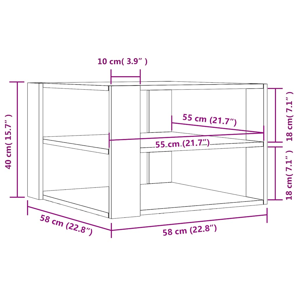 Couchtisch Schwarz 58x58x40 cm Holzwerkstoff