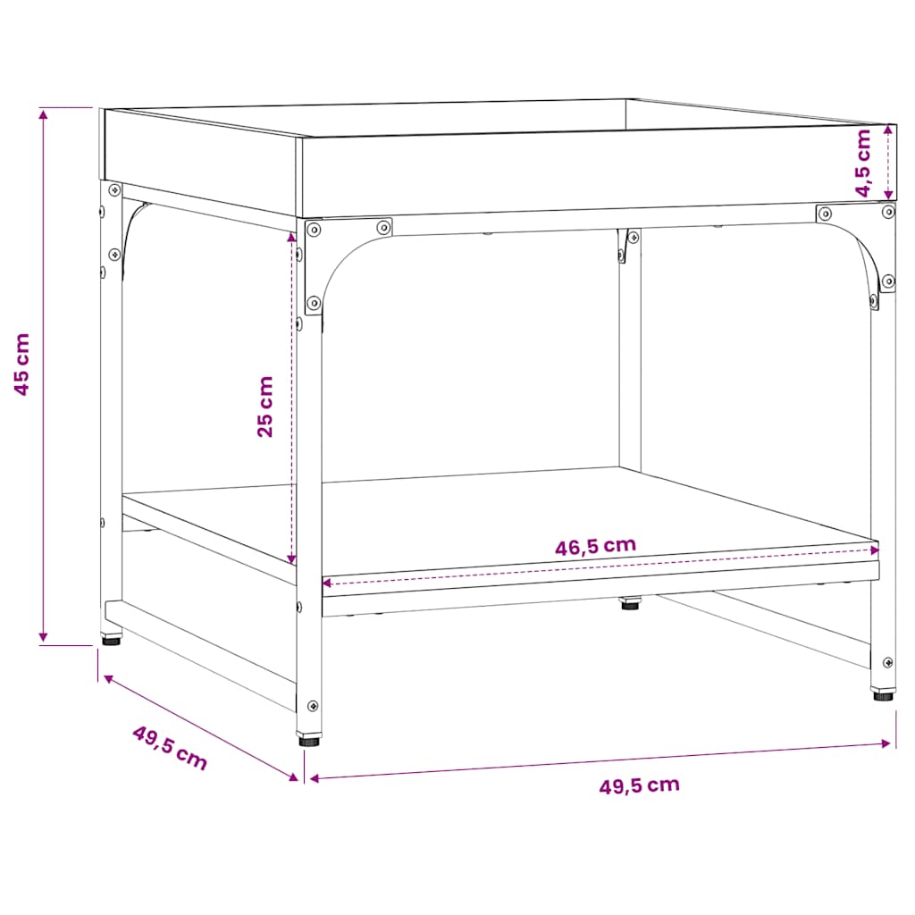 Couchtisch Grau Sonoma 49,5x49,5x45 cm Holzwerkstoff