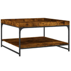 Couchtisch Räuchereiche 80x80x45 cm Holzwerkstoff und Eisen