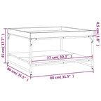 Couchtisch Räuchereiche 80x80x45 cm Holzwerkstoff und Eisen