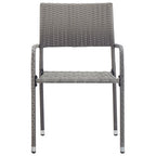 3-tlg. Garten-Essgruppe Grau und Schwarz Poly Rattan und Stahl