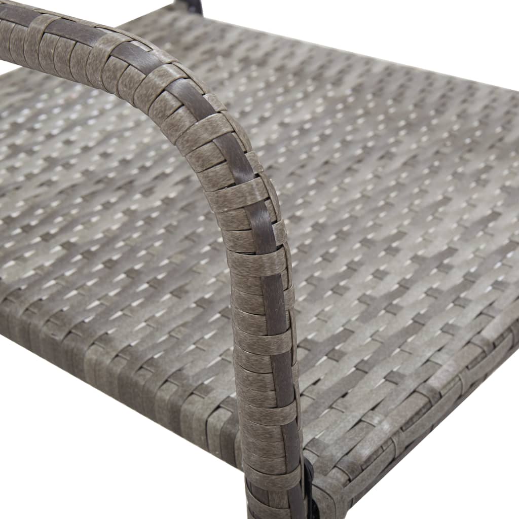 3-tlg. Garten-Essgruppe Grau und Schwarz Poly Rattan und Stahl