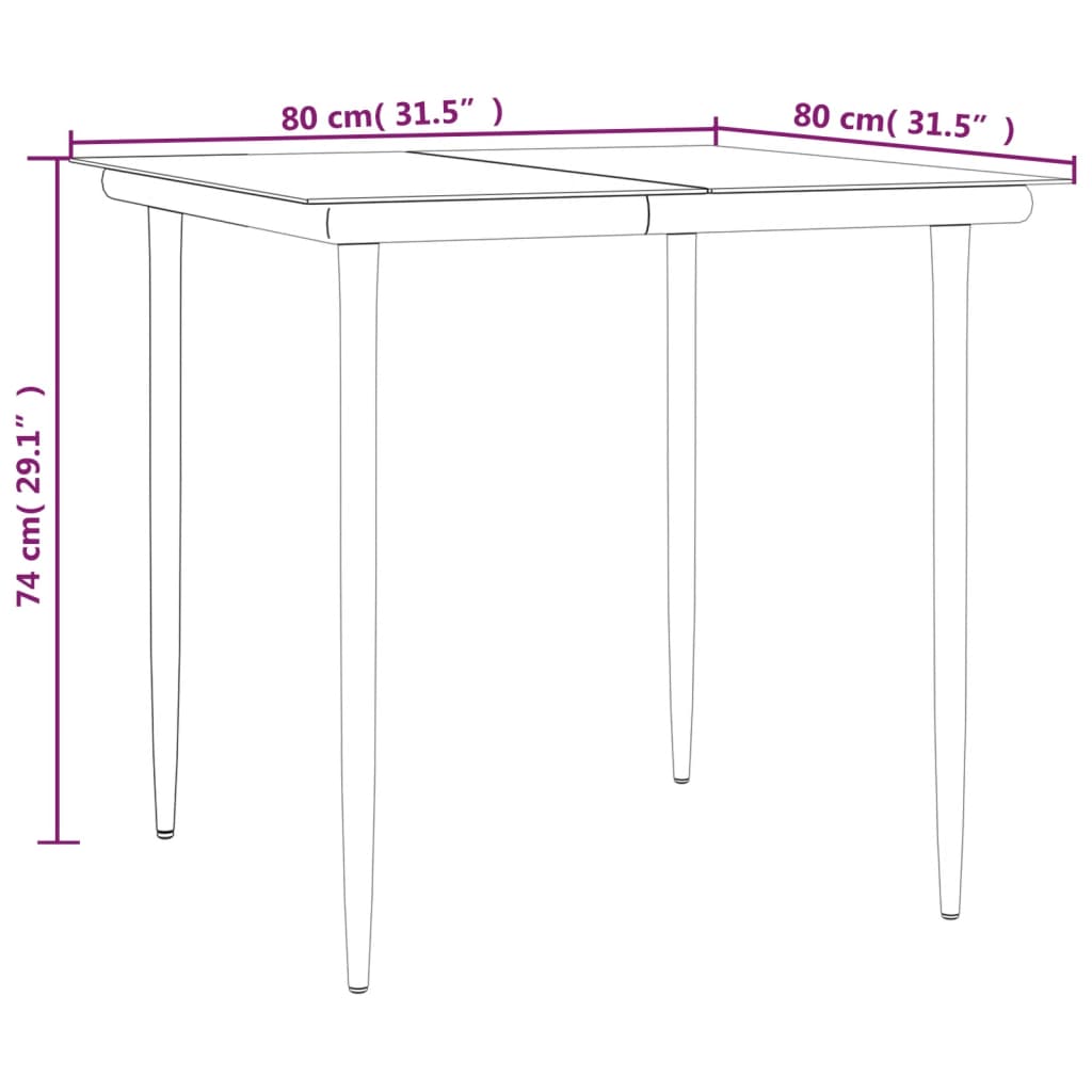 3-tlg. Garten-Essgruppe Grau und Schwarz Poly Rattan und Stahl