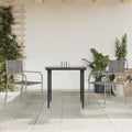 3-tlg. Garten-Essgruppe Grau und Schwarz Poly Rattan und Stahl