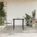 3-tlg. Garten-Essgruppe Grau und Schwarz Poly Rattan und Stahl