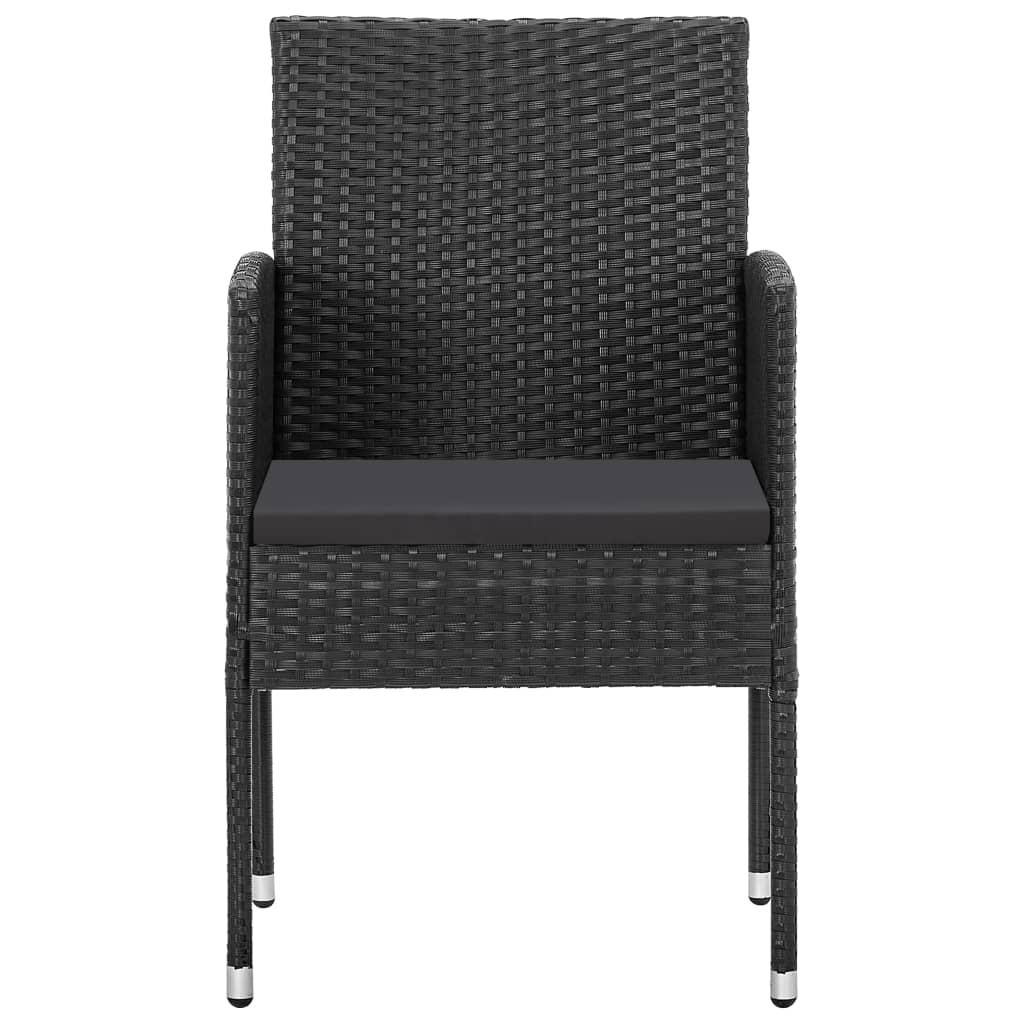 5-tlg. Garten-Essgruppe Schwarz Poly Rattan und Stahl