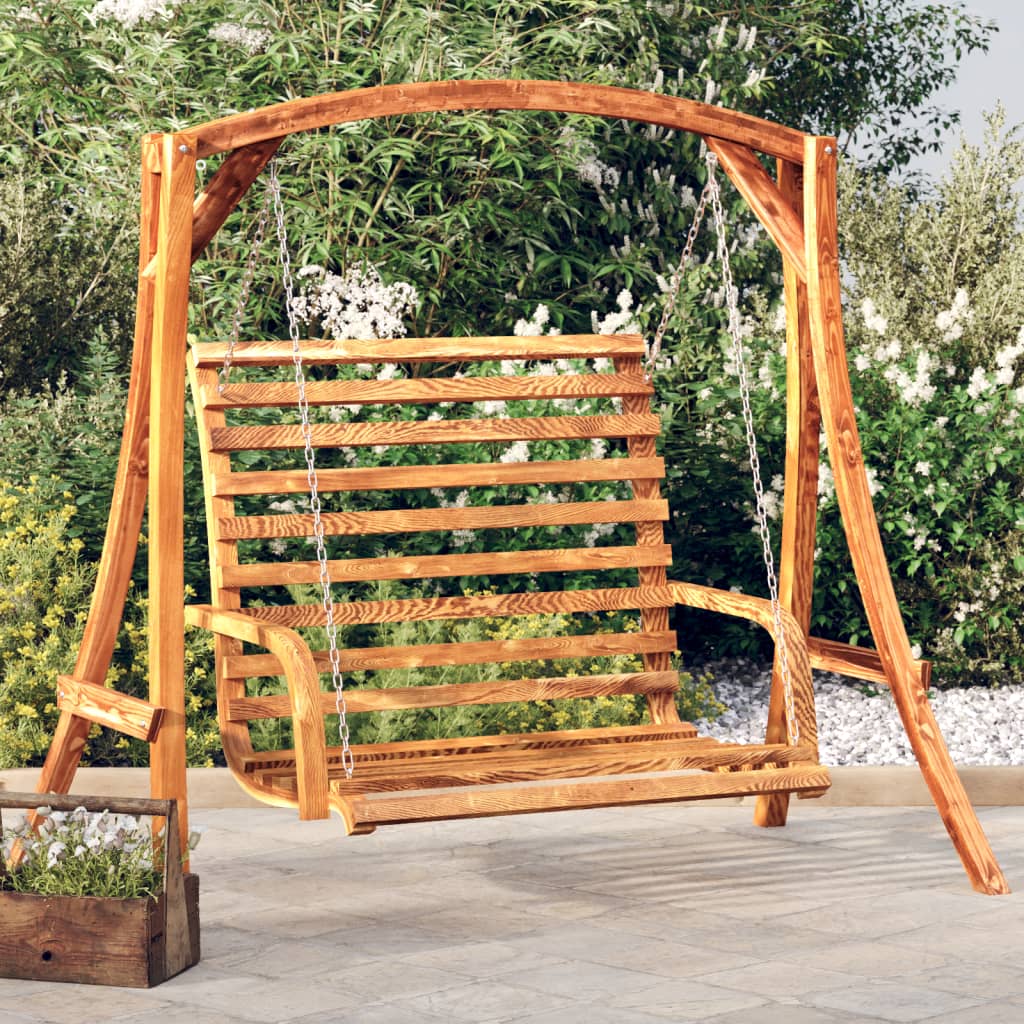 Hollywoodschaukel Massivholz Fichte mit Teak-Finish