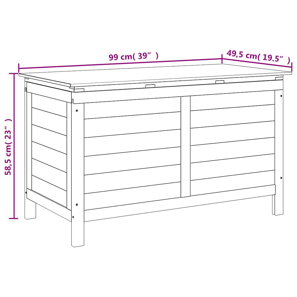 Gartentruhe Anthrazit 99x49,5x58,5 cm Massivholz Tanne
