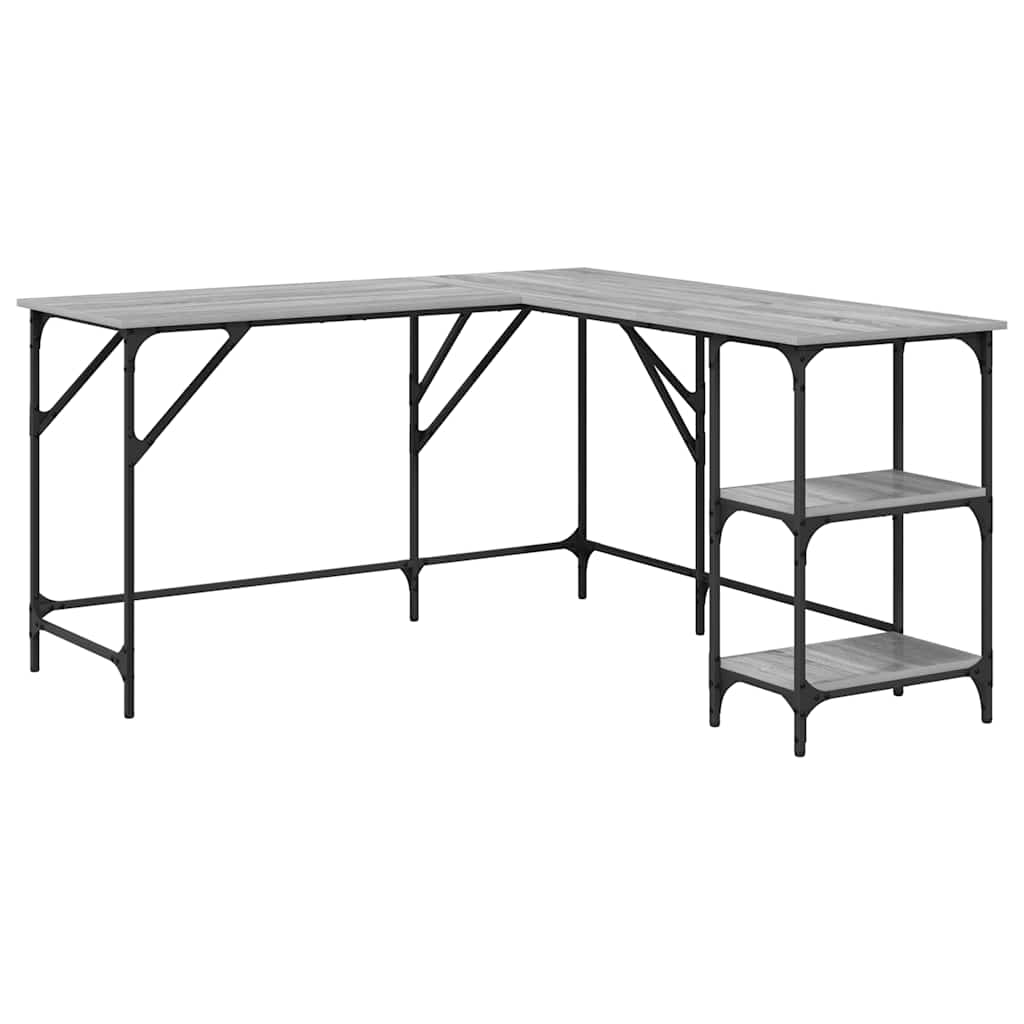 Schreibtisch Grau Sonoma 139x139x75 cm Holzwerkstoff