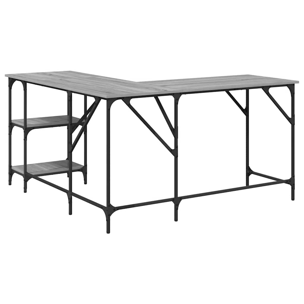 Schreibtisch Grau Sonoma 139x139x75 cm Holzwerkstoff