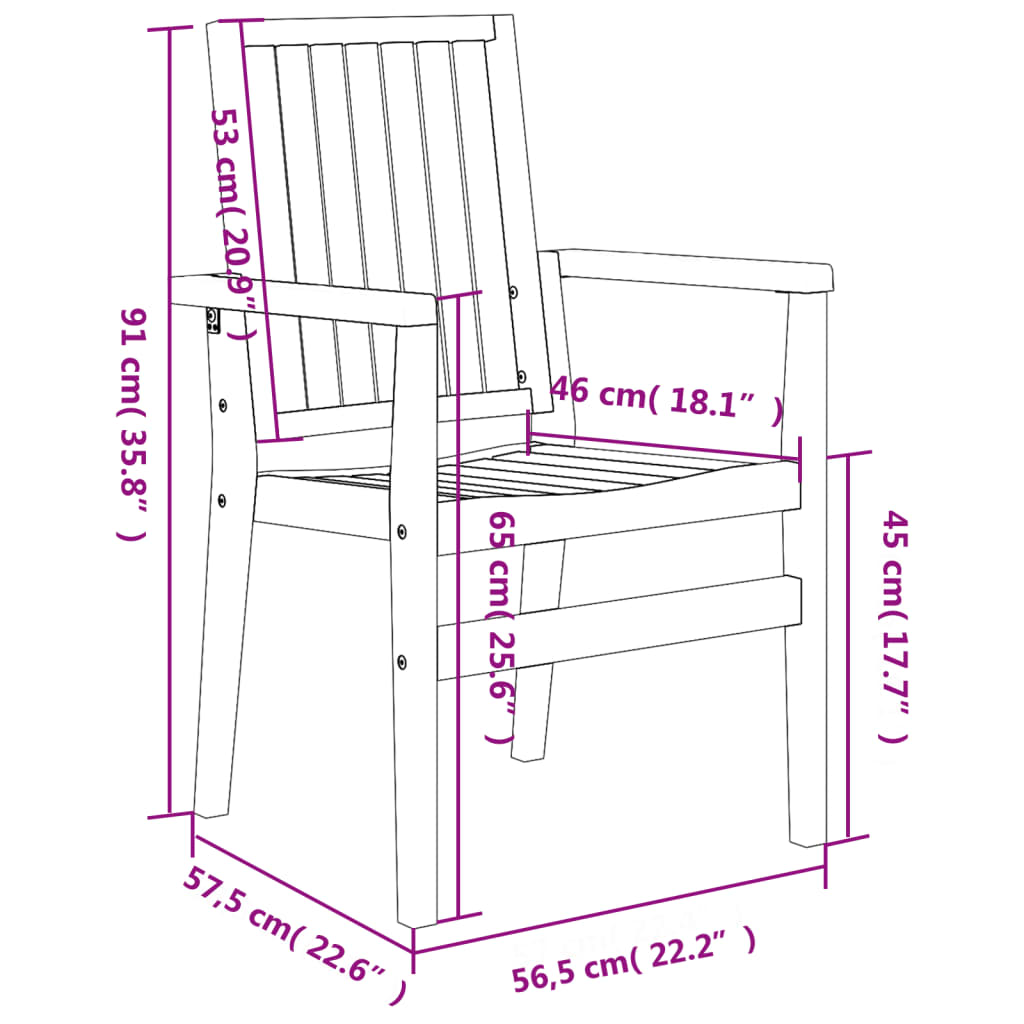 Gartenstühle 8 Stk. Stapelbar 56,5x57,5x91 cm Massivholz Teak