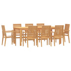9-tlg. Garten-Essgruppe Massivholz Teak