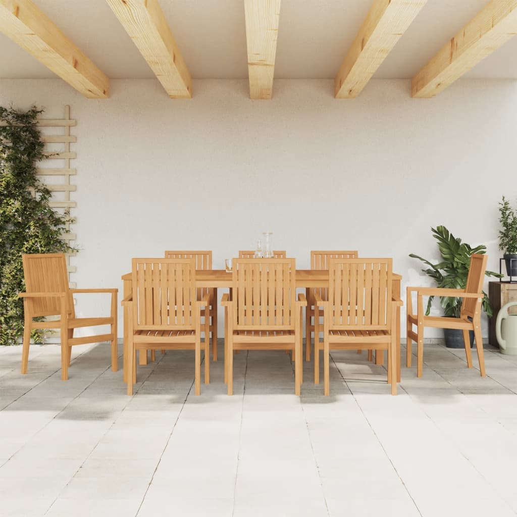 9-tlg. Garten-Essgruppe Massivholz Teak