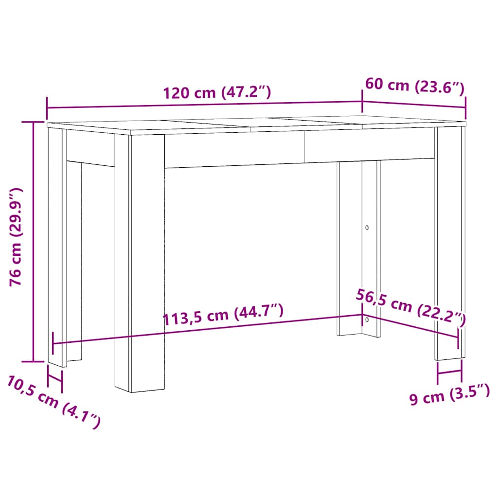 Esstisch Braun Eichen-Optik 120x60x76 cm Holzwerkstoff