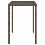 Gartentisch mit Glasplatte Grau 115x54x74 cm Poly Rattan