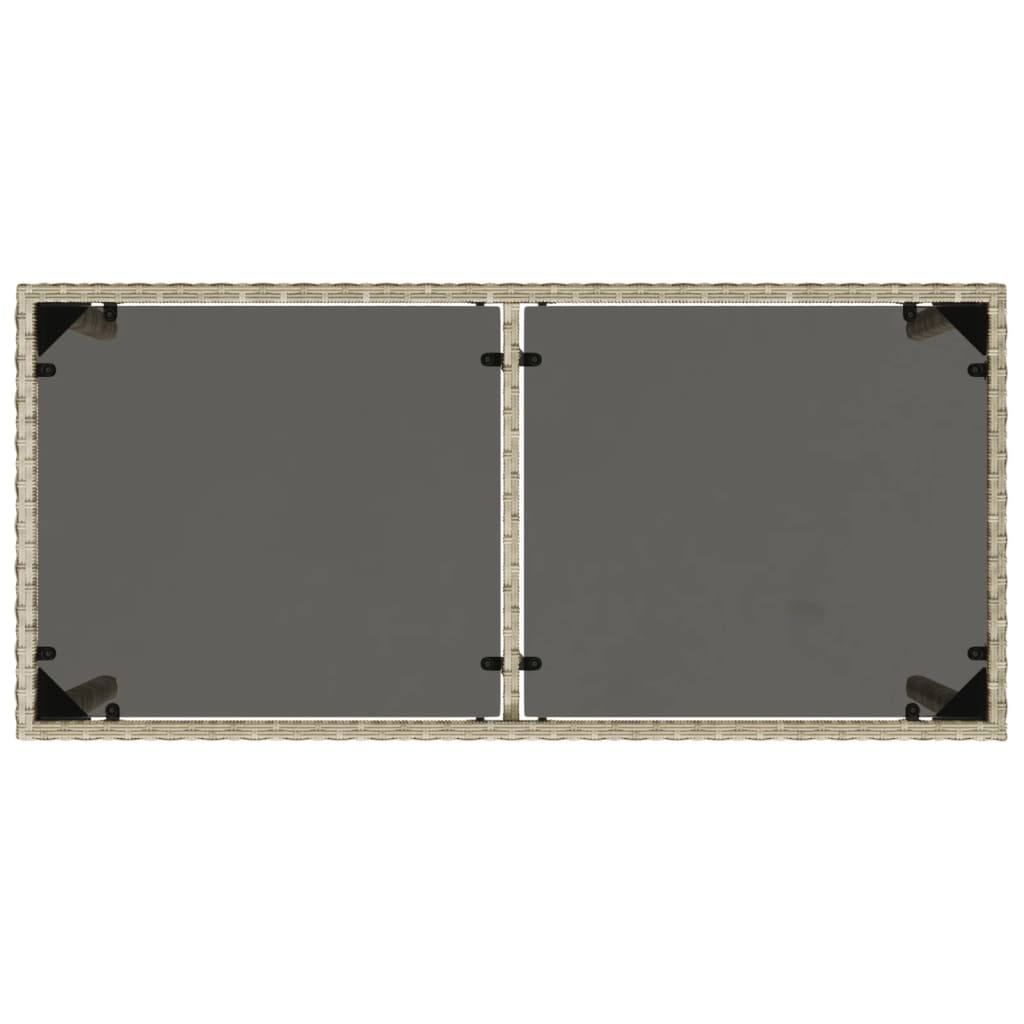 Gartentisch mit Glasplatte Hellgrau 115x54x74 cm Poly Rattan