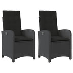 Gartensessel mit Kissen 2 Stk. Verstellbar Schwarz Poly Rattan