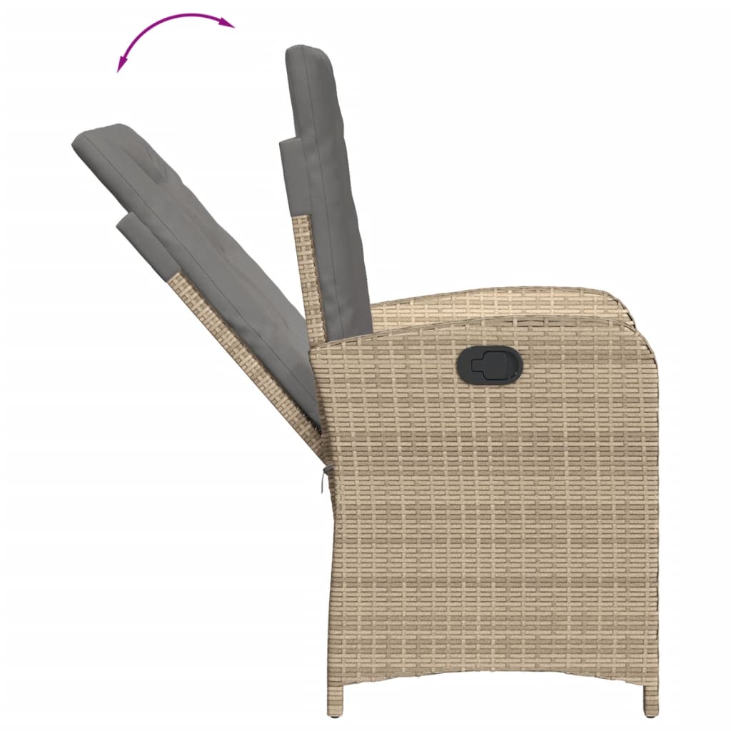 3-tlg. Bistro-Set mit Kissen Beigemischung Poly Rattan