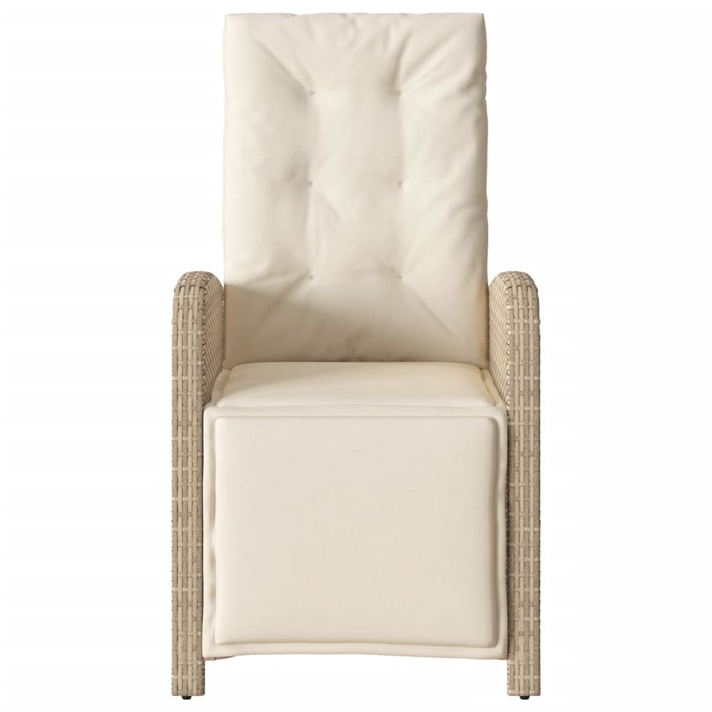3-tlg. Bistro-Set mit Kissen Beige Poly Rattan