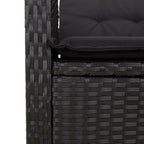 Gartensessel mit Kissen 2 Stk. Verstellbar Schwarz Poly Rattan