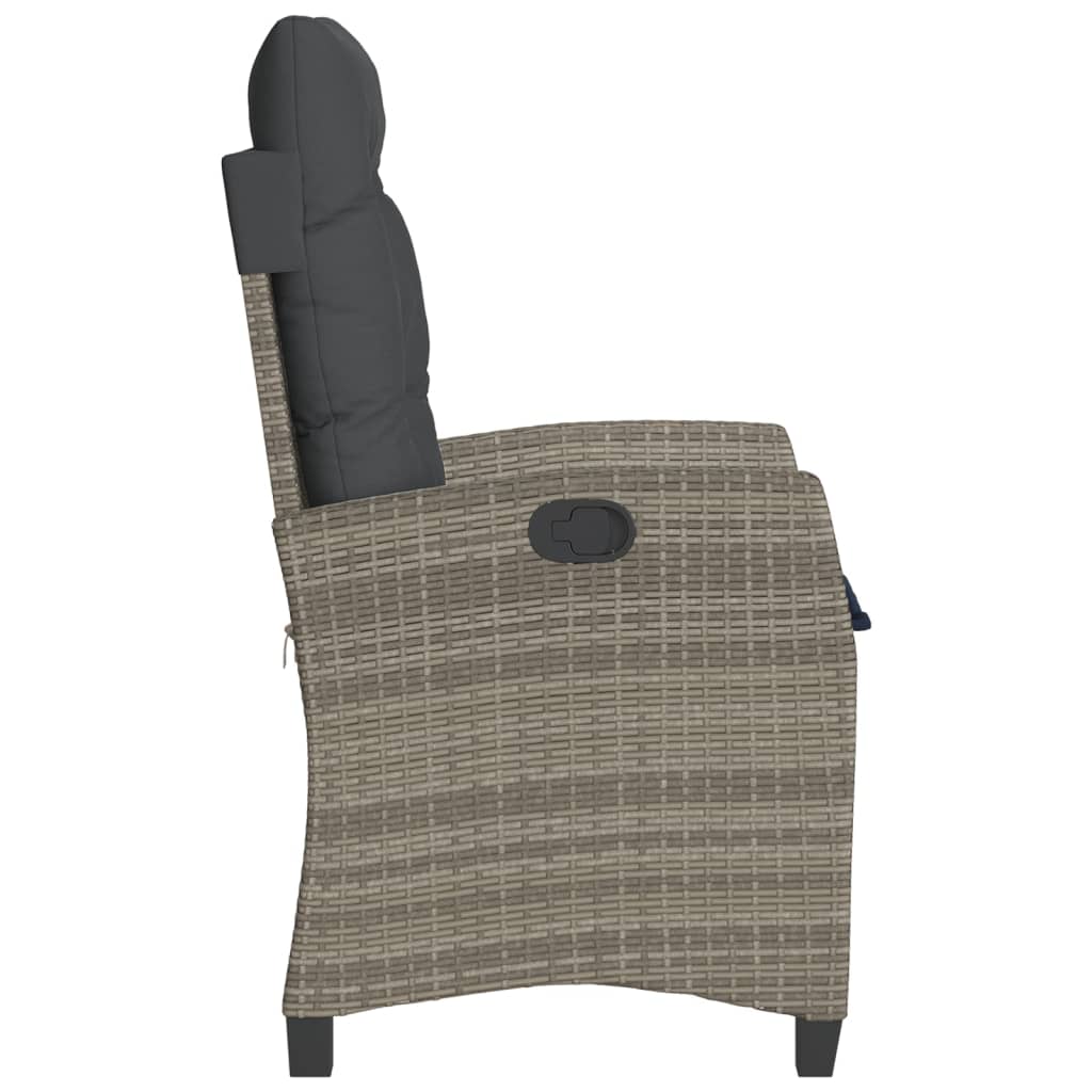 3-tlg. Bistro-Set mit Kissen Grau Poly Rattan