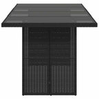 Gartentisch mit Glasplatte Schwarz 190x80x74 cm Poly Rattan