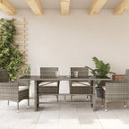 Gartentisch mit Glasplatte Grau 190x80x74 cm Poly Rattan