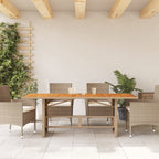 Gartentisch mit Akazienholz-Platte 190x80x74 cm Poly Rattan