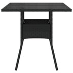 Gartentisch mit Glasplatte Schwarz 80x80x75 cm Poly Rattan