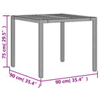 Gartentisch mit Akazienholz-Platte Grau 90x90x75 cm Poly Rattan