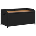 Bank mit Stauraum Schwarz 100x50x52 cm Poly Rattan Akazienholz