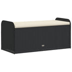 Sitzbank mit Stauraum & Kissen Schwarz 115x51x52 cm Poly Rattan