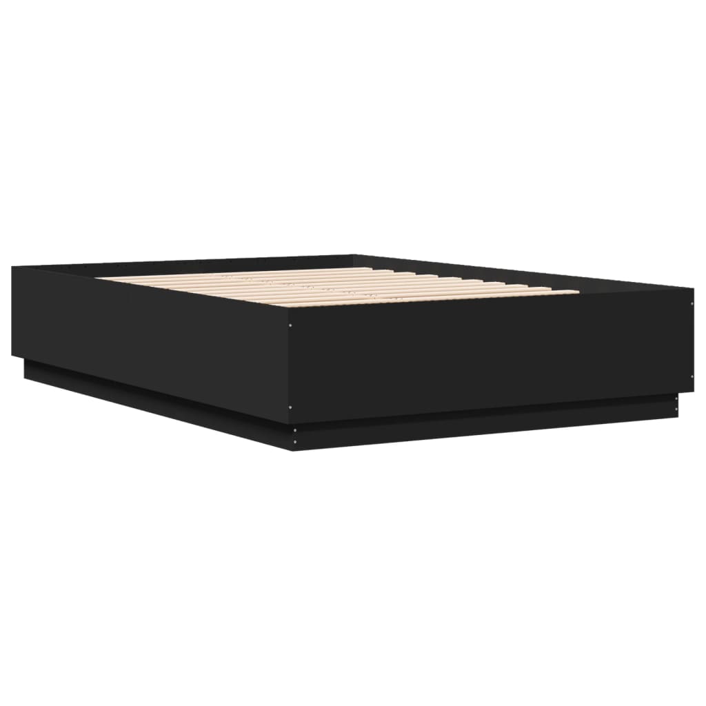 Bettgestell mit LED ohne Matratze Schwarz 150x200 cm