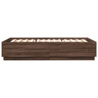 Bettgestell mit LED Braun Eichen-Optik 150x200 cm Holzwerkstoff