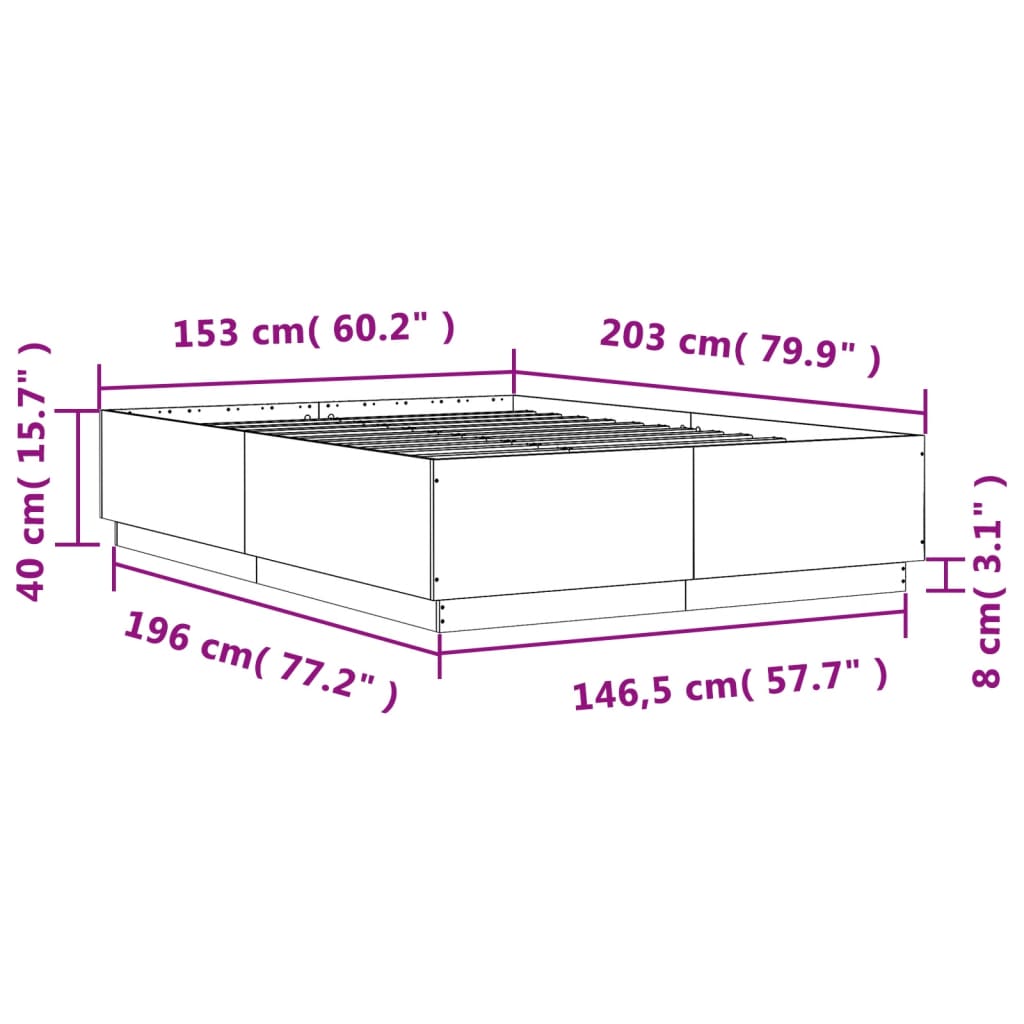 Bettgestell Sonoma-Eiche 150x200 cm Holzwerkstoff