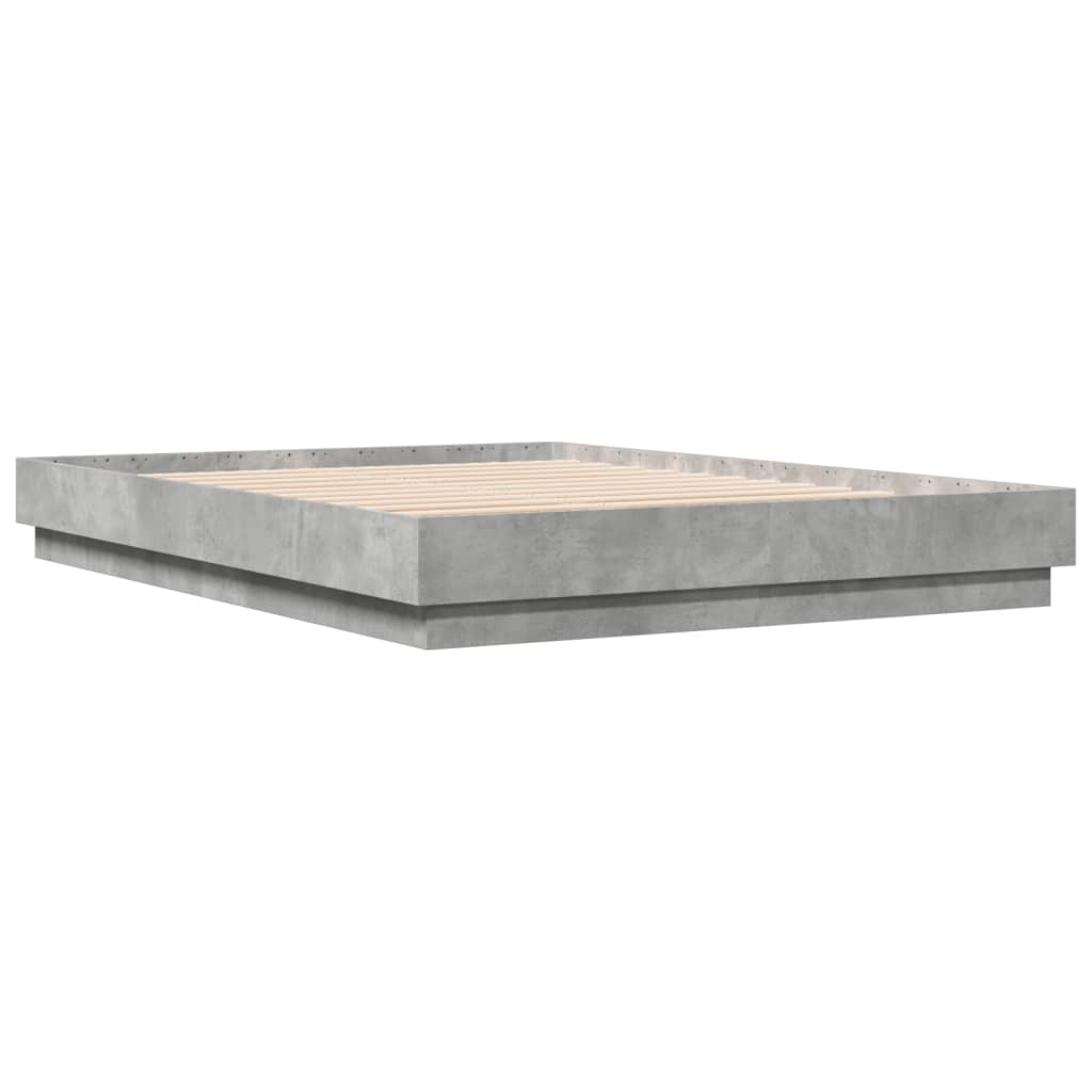 Bettgestell mit LED Betongrau 150x200 cm