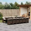 13-tlg. Garten-Essgruppe mit Kissen Braun Poly Rattan