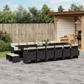 17-tlg. Garten-Essgruppe mit Kissen Schwarz Poly Rattan
