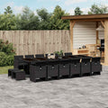 17-tlg. Garten-Essgruppe mit Kissen Schwarz Poly Rattan