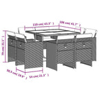 9-tlg. Garten-Essgruppe mit Kissen Braun Poly Rattan