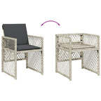 5-tlg. Garten-Essgruppe mit Kissen Hellgrau Poly Rattan