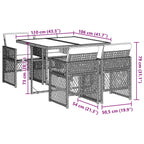 5-tlg. Garten-Essgruppe mit Kissen Beige Poly Rattan