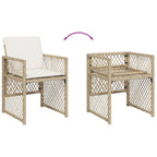 7-tlg. Garten-Essgruppe mit Kissen Beige Poly Rattan