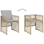 9-tlg. Garten-Essgruppe mit Kissen Beige Poly Rattan
